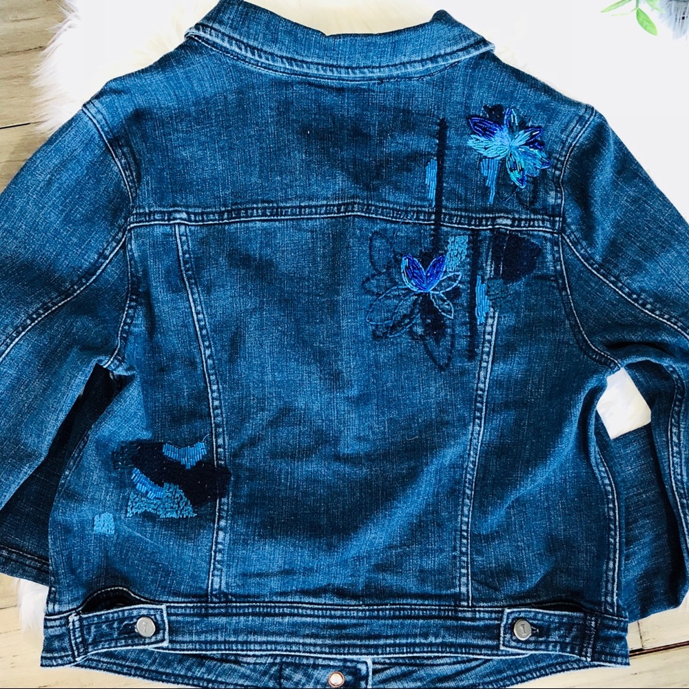 Anthro Pilcro Sequined Denim Jacket Size XL - Picture 7 of 8